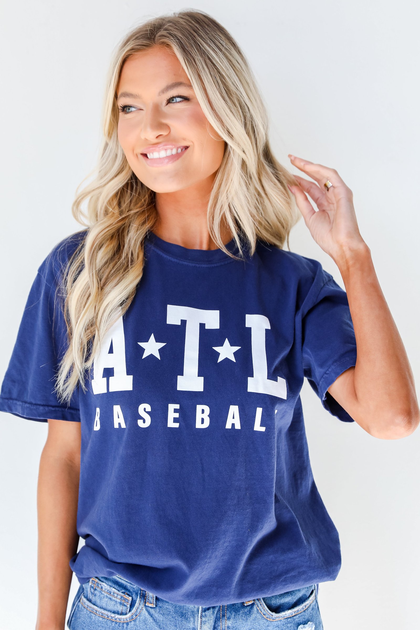 Navy ATL Baseball Star Tee