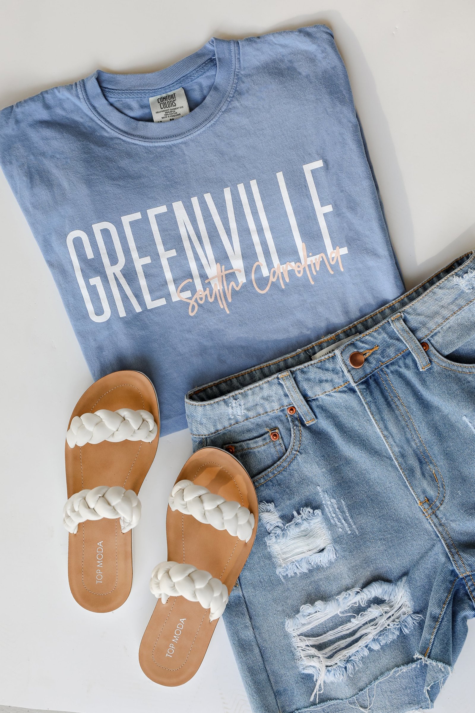 Light Blue Greenville South Carolina Script Tee