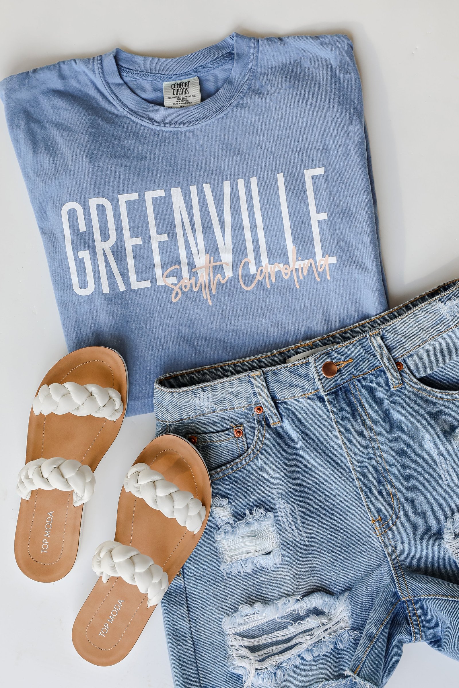 flat lay image of Greenville South Carolina tee