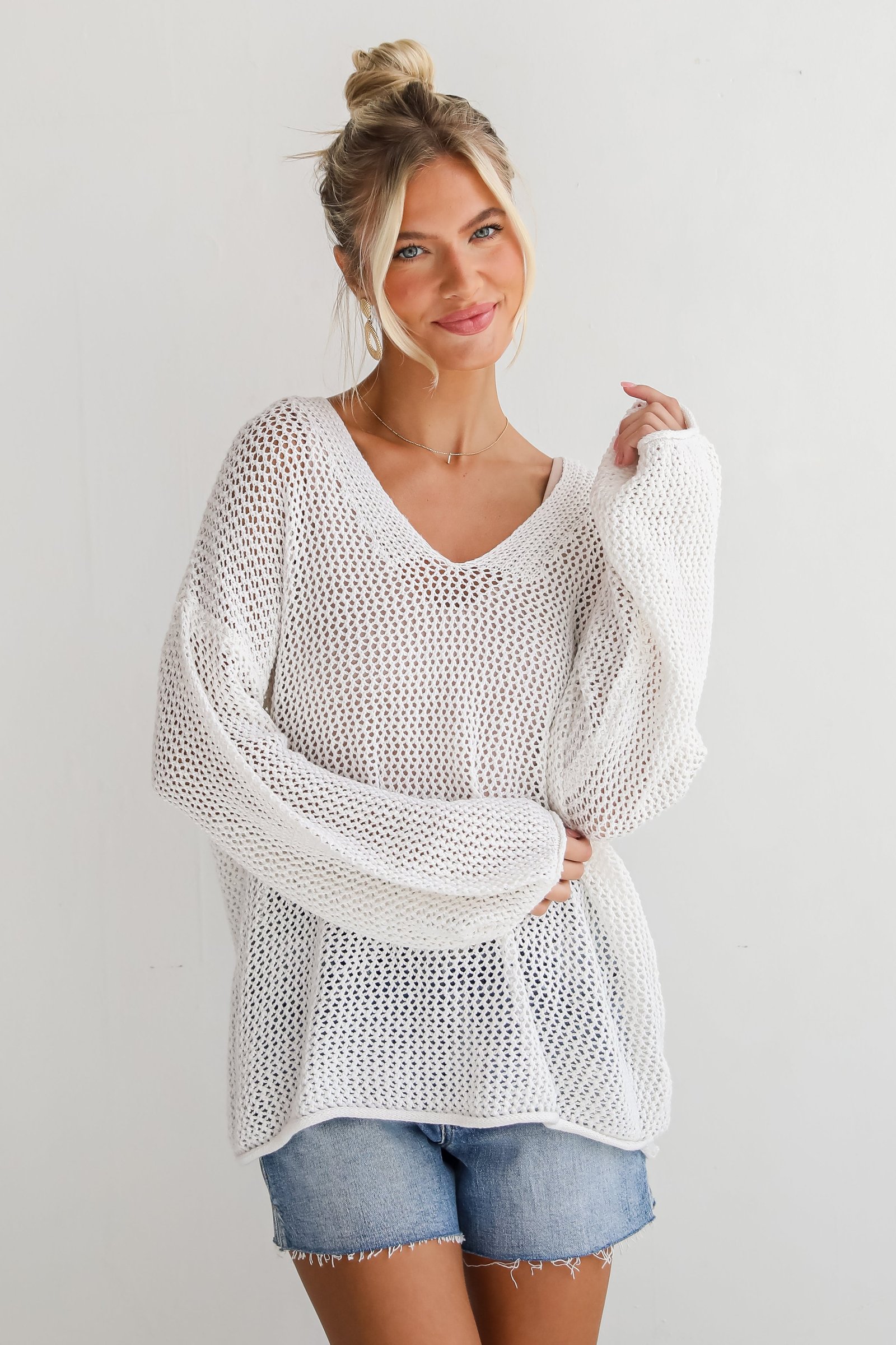 Relaxed Attitude Open Knit Sweater