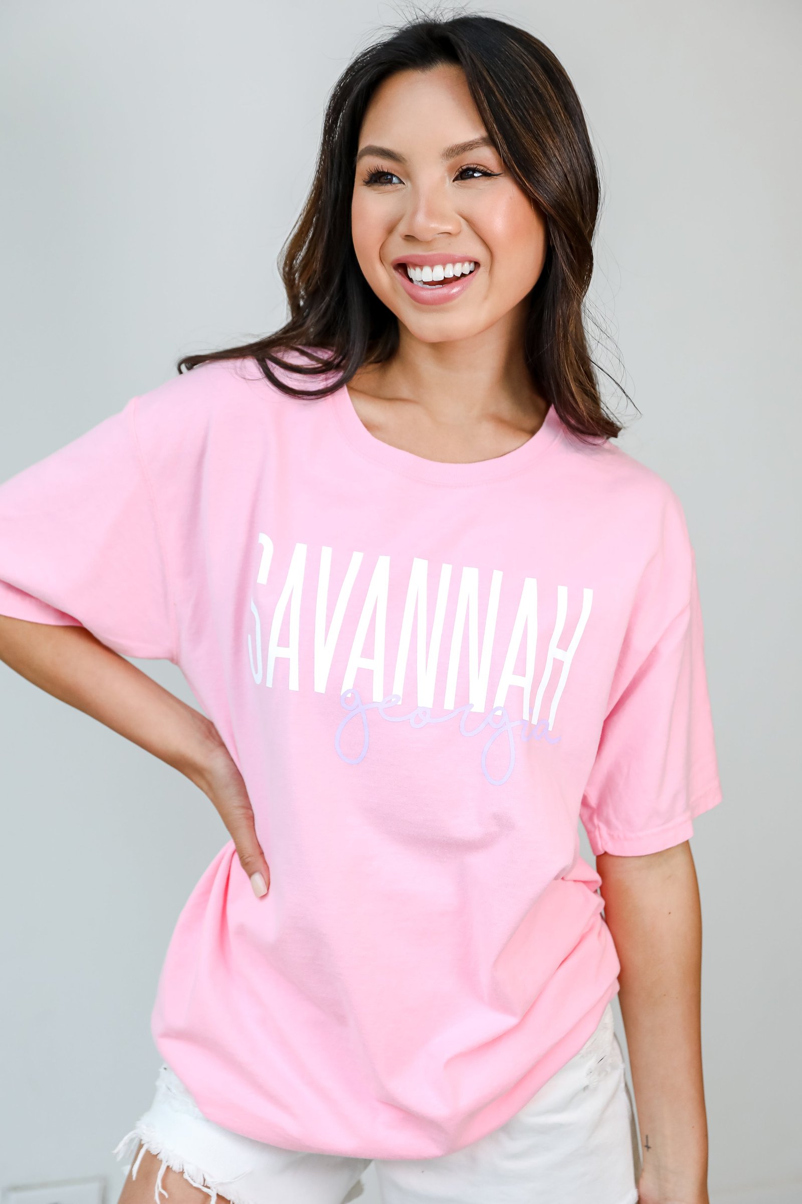 Pink Savannah Georgia Script Tee